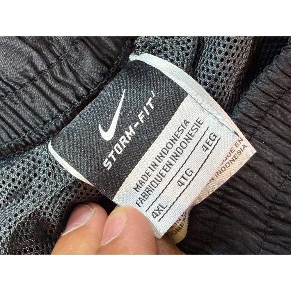 Nike Storm-FIT Track Pants Mens 4XL Black Baggy Mesh Lined Windbreaker Vintage